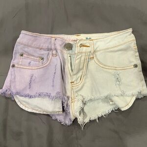 Vintage Havana Anchor Denim Ripped Shorts tie dye w studded back pocket !!